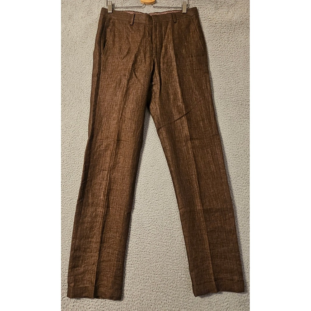 Murano Alex Slim Fit Pants Mens Size 32x34 Brown Baird McNutt Irish Linen
